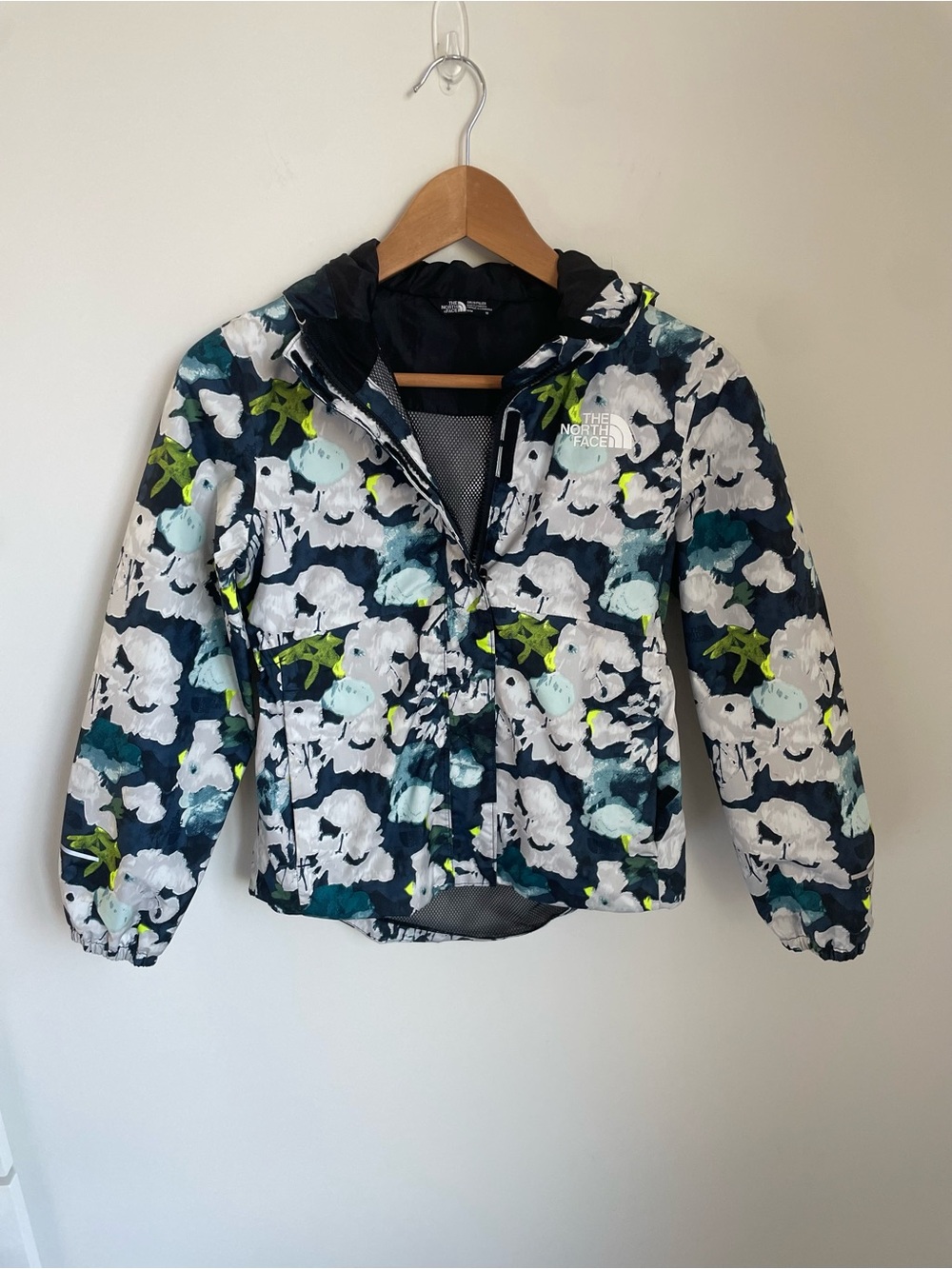 The North Face Kids' Floral Packable Hooded Jacket - Navy/White/Green
